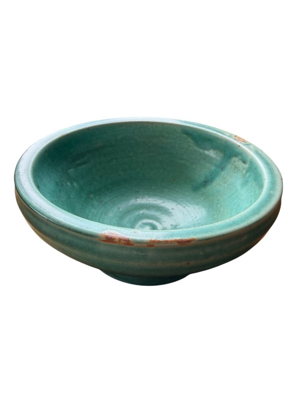 Blue Green Mottled Turquoise Art Studio Rustic Farmhouse Pottery Bowl